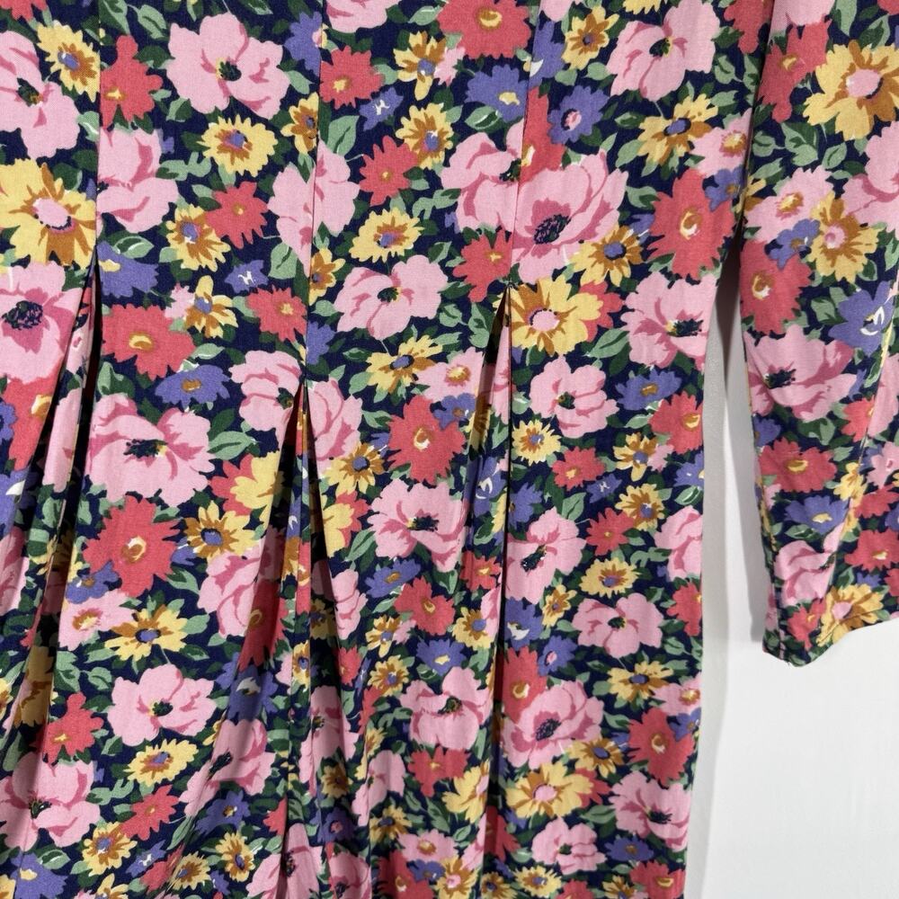 Fritzi California Rayon Floral Romper Jumpsuit M Pleated Wide Leg V Neck Long - Picture 4 of 11